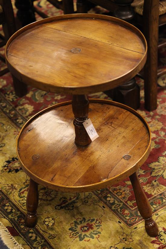 An early 19th century fruitwood primitive dumb waiter, H 2ft 2.5in